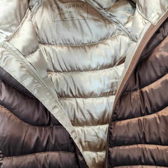 Bernardo Womens Puffer Vest Small Metallic Brown Goose Down Full Zip Gorpcore - Picture 9 of 11